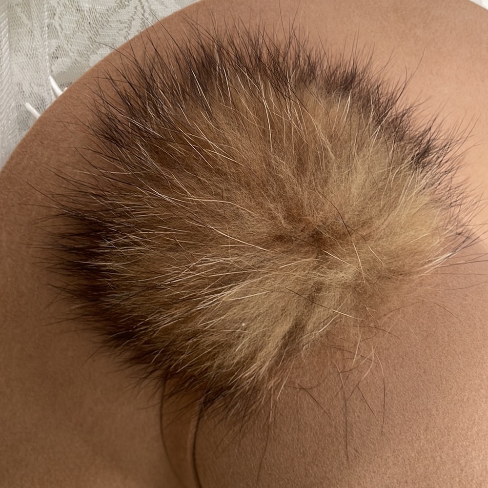 Beautiful Camel Felt Winter Hat with Real Fur Accent - Picture 3 of 8